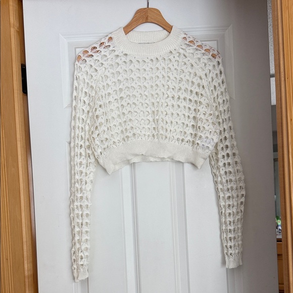HYFVE Sweaters - HYFVE Ivory Open-Knit Crew Neck Sweater